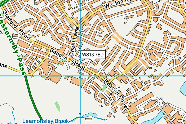 WS13 7BD map - OS VectorMap District (Ordnance Survey)