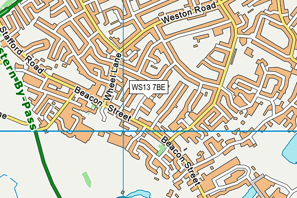 WS13 7BE map - OS VectorMap District (Ordnance Survey)