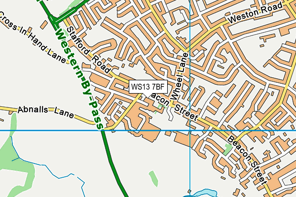 WS13 7BF map - OS VectorMap District (Ordnance Survey)