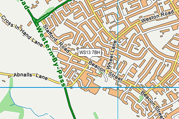 WS13 7BH map - OS VectorMap District (Ordnance Survey)