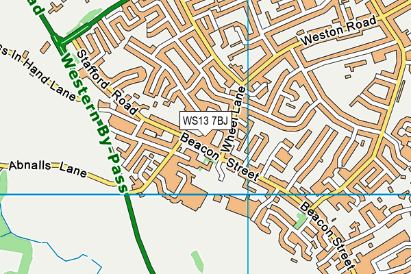 WS13 7BJ map - OS VectorMap District (Ordnance Survey)