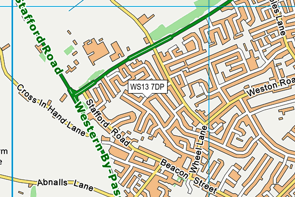 WS13 7DP map - OS VectorMap District (Ordnance Survey)