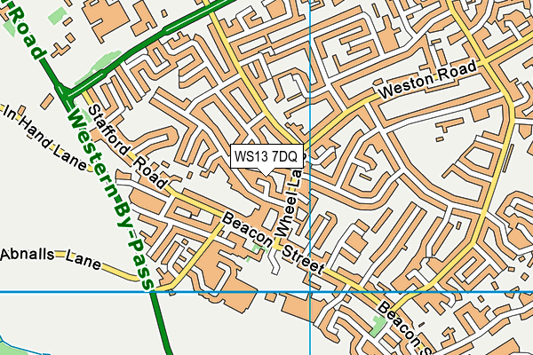 WS13 7DQ map - OS VectorMap District (Ordnance Survey)