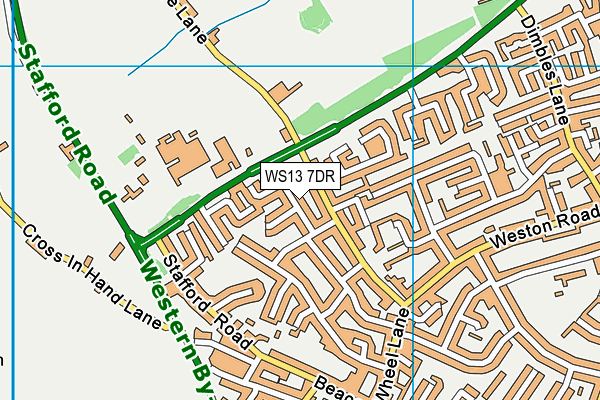 WS13 7DR map - OS VectorMap District (Ordnance Survey)