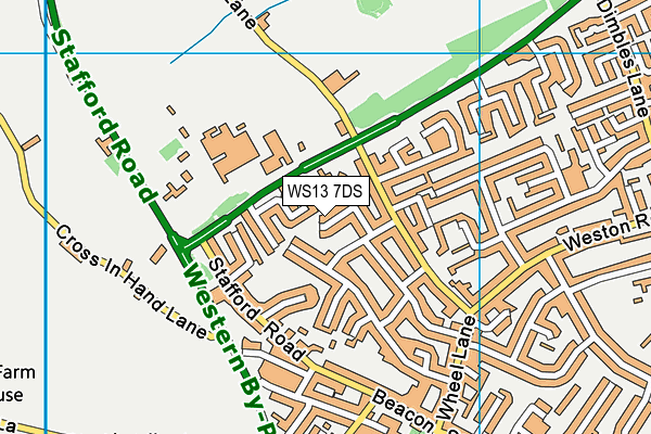 WS13 7DS map - OS VectorMap District (Ordnance Survey)