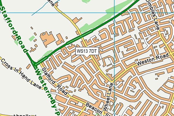 WS13 7DT map - OS VectorMap District (Ordnance Survey)