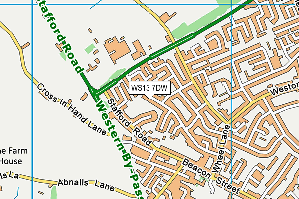 WS13 7DW map - OS VectorMap District (Ordnance Survey)