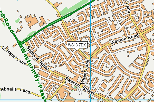 WS13 7DX map - OS VectorMap District (Ordnance Survey)