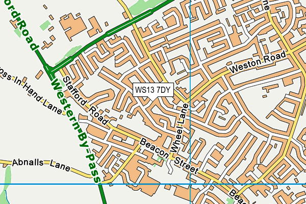 WS13 7DY map - OS VectorMap District (Ordnance Survey)