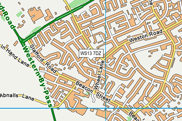 WS13 7DZ map - OS VectorMap District (Ordnance Survey)
