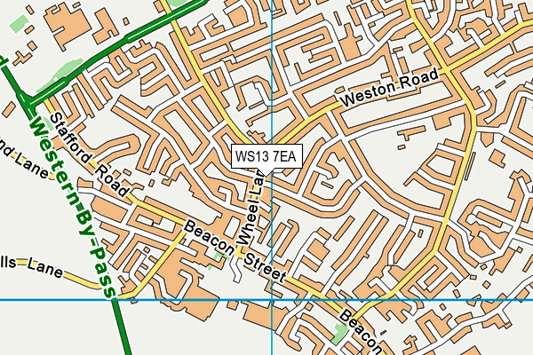 WS13 7EA map - OS VectorMap District (Ordnance Survey)