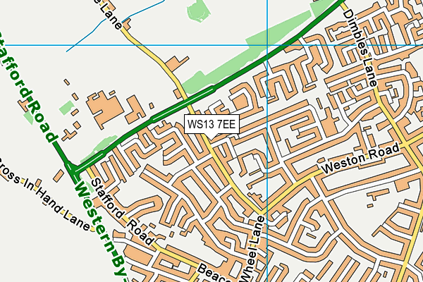 WS13 7EE map - OS VectorMap District (Ordnance Survey)