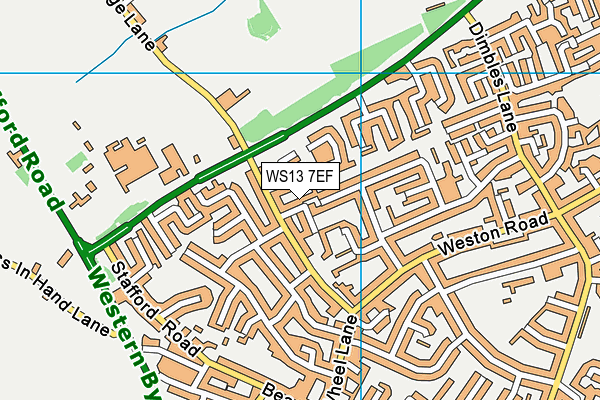 WS13 7EF map - OS VectorMap District (Ordnance Survey)