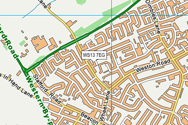 WS13 7EG map - OS VectorMap District (Ordnance Survey)