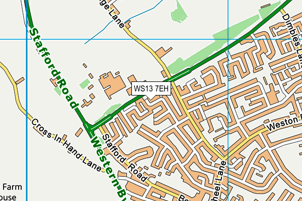 WS13 7EH map - OS VectorMap District (Ordnance Survey)