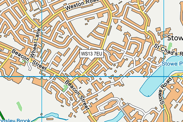 WS13 7EU map - OS VectorMap District (Ordnance Survey)