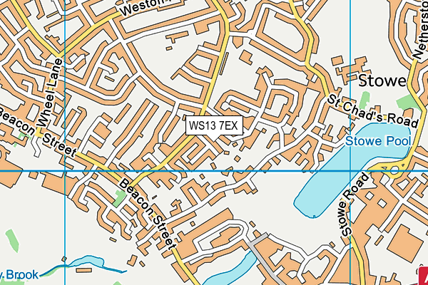 WS13 7EX map - OS VectorMap District (Ordnance Survey)