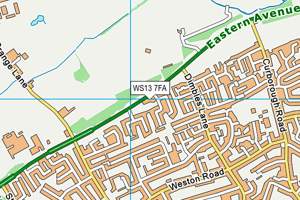 WS13 7FA map - OS VectorMap District (Ordnance Survey)