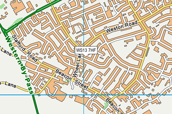 WS13 7HF map - OS VectorMap District (Ordnance Survey)