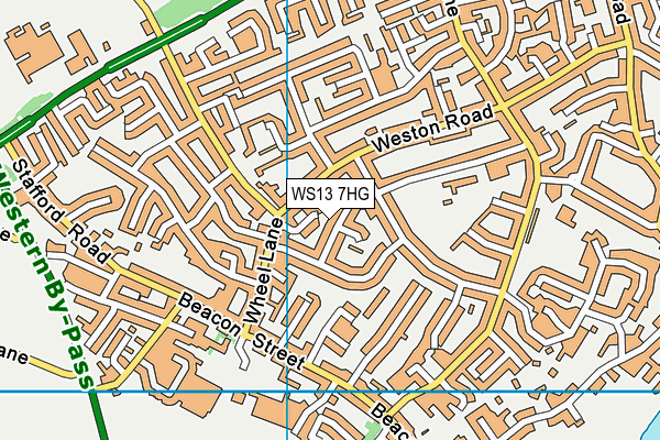 WS13 7HG map - OS VectorMap District (Ordnance Survey)