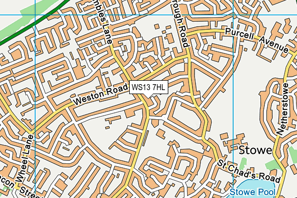 WS13 7HL map - OS VectorMap District (Ordnance Survey)