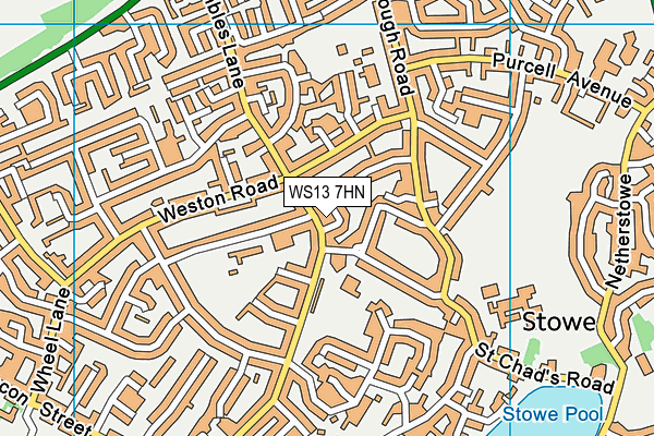 WS13 7HN map - OS VectorMap District (Ordnance Survey)