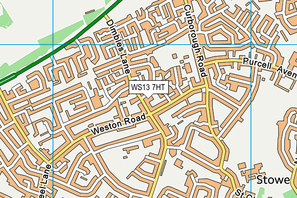 WS13 7HT map - OS VectorMap District (Ordnance Survey)