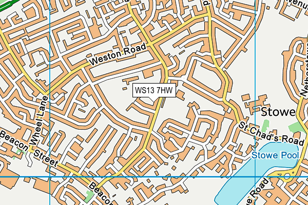 WS13 7HW map - OS VectorMap District (Ordnance Survey)