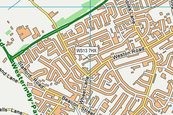 WS13 7HX map - OS VectorMap District (Ordnance Survey)