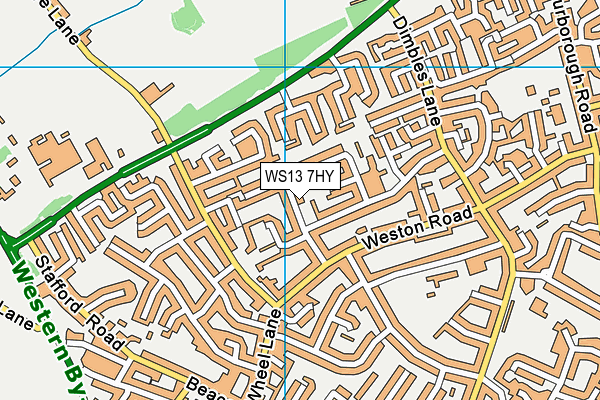 WS13 7HY map - OS VectorMap District (Ordnance Survey)