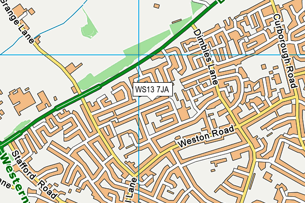 WS13 7JA map - OS VectorMap District (Ordnance Survey)