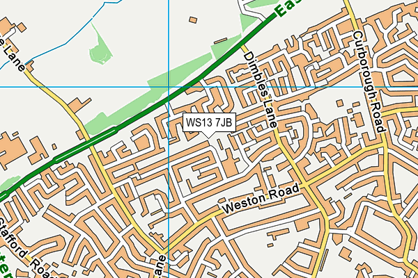 WS13 7JB map - OS VectorMap District (Ordnance Survey)