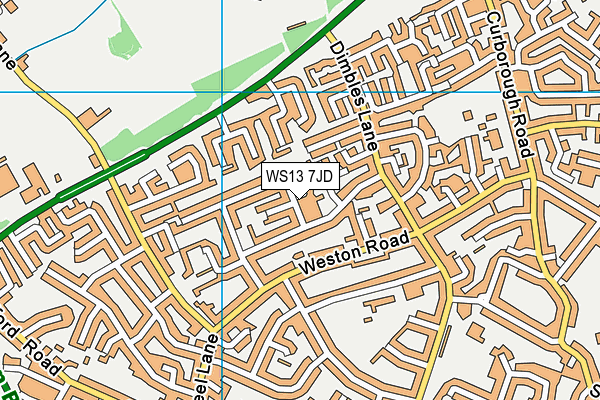 WS13 7JD map - OS VectorMap District (Ordnance Survey)