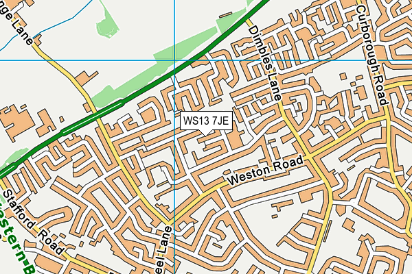 WS13 7JE map - OS VectorMap District (Ordnance Survey)