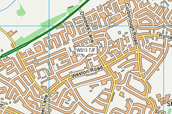 WS13 7JF map - OS VectorMap District (Ordnance Survey)