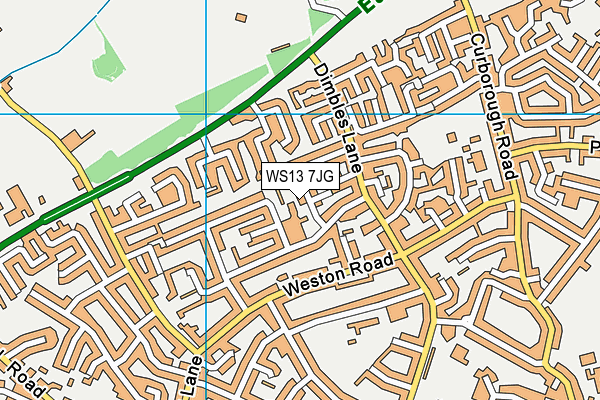 WS13 7JG map - OS VectorMap District (Ordnance Survey)