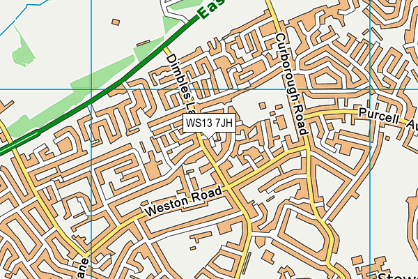 WS13 7JH map - OS VectorMap District (Ordnance Survey)