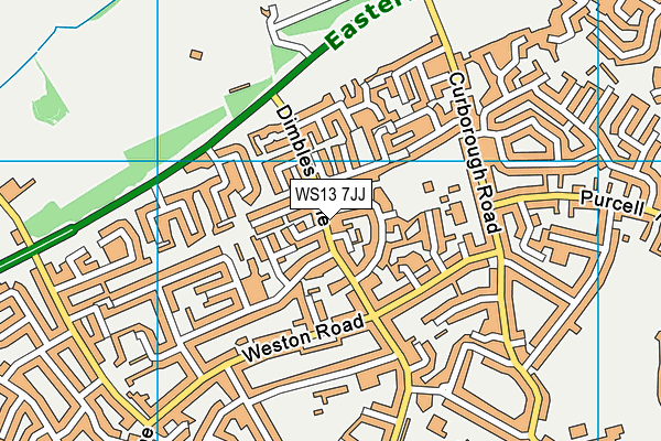WS13 7JJ map - OS VectorMap District (Ordnance Survey)