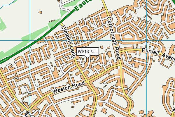 WS13 7JL map - OS VectorMap District (Ordnance Survey)