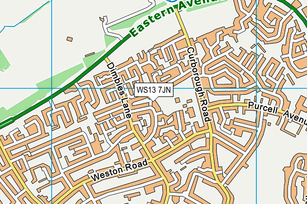 WS13 7JN map - OS VectorMap District (Ordnance Survey)