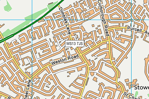 WS13 7JS map - OS VectorMap District (Ordnance Survey)