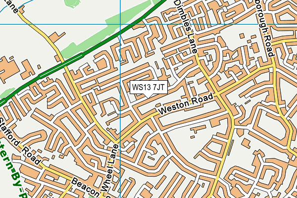WS13 7JT map - OS VectorMap District (Ordnance Survey)
