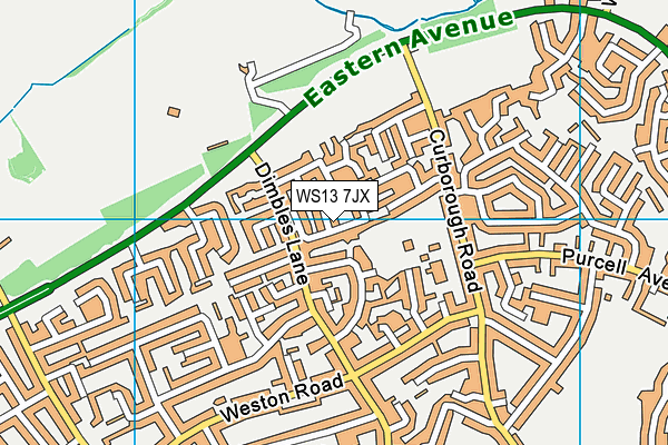WS13 7JX map - OS VectorMap District (Ordnance Survey)
