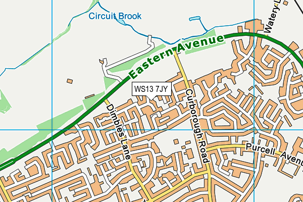 WS13 7JY map - OS VectorMap District (Ordnance Survey)