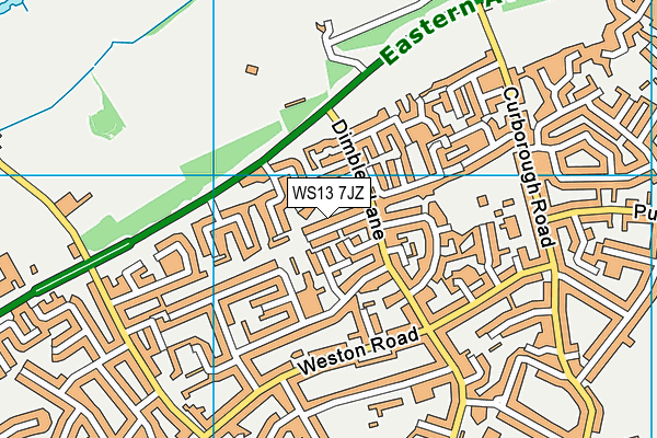 WS13 7JZ map - OS VectorMap District (Ordnance Survey)