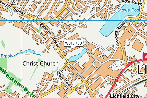 WS13 7LD map - OS VectorMap District (Ordnance Survey)
