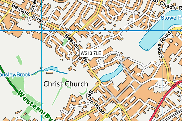 WS13 7LE map - OS VectorMap District (Ordnance Survey)