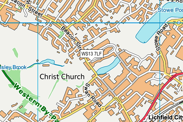 WS13 7LF map - OS VectorMap District (Ordnance Survey)