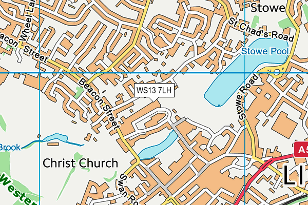 WS13 7LH map - OS VectorMap District (Ordnance Survey)