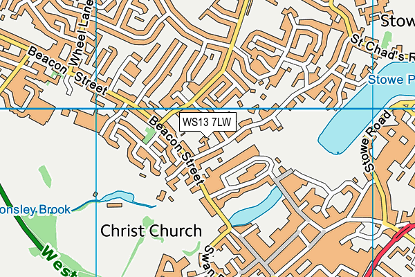 WS13 7LW map - OS VectorMap District (Ordnance Survey)